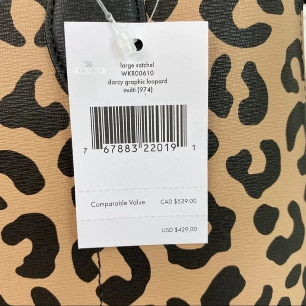 Kate Spade Darcy Leopard Cheetah Large Satchel Tote Crossbody